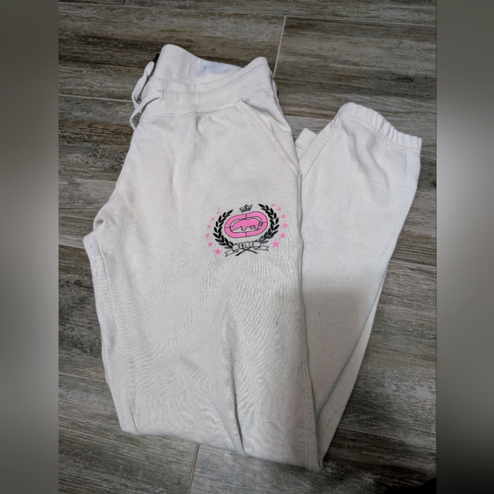 White Cuffed Ecko Unlimited Womens Sweatpants